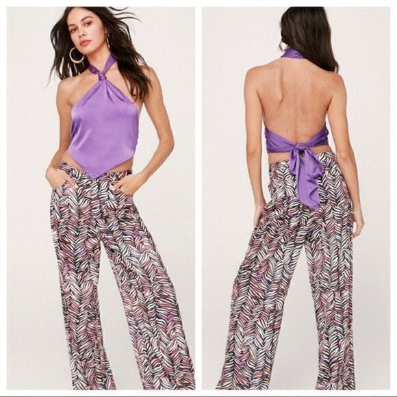 Nasty Gal satin halter crop top - Picture 4 of 8